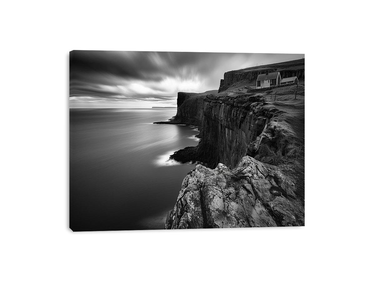 Black and white coastal cliff