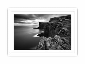 Black and white coastal cliff