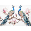 Peacock and magnolia floral artwork