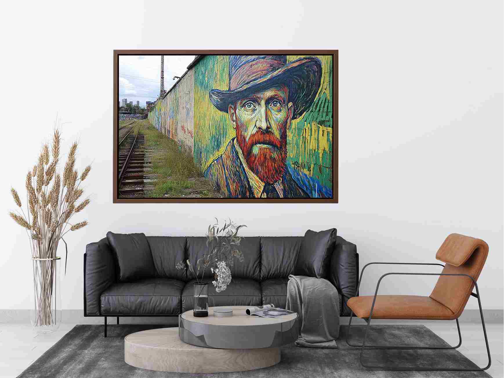 Colorful expressionist portrait mural artwork