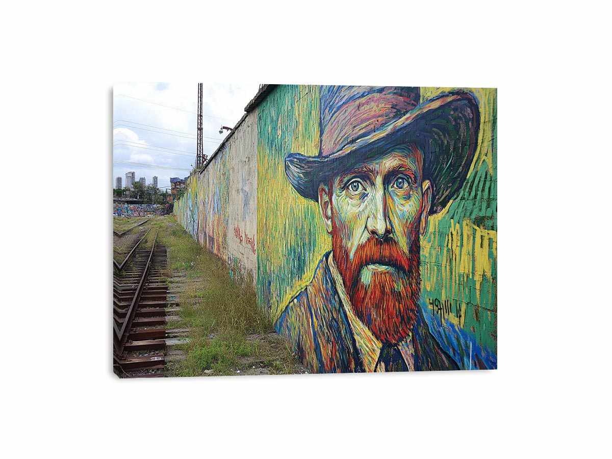Colorful expressionist portrait mural artwork