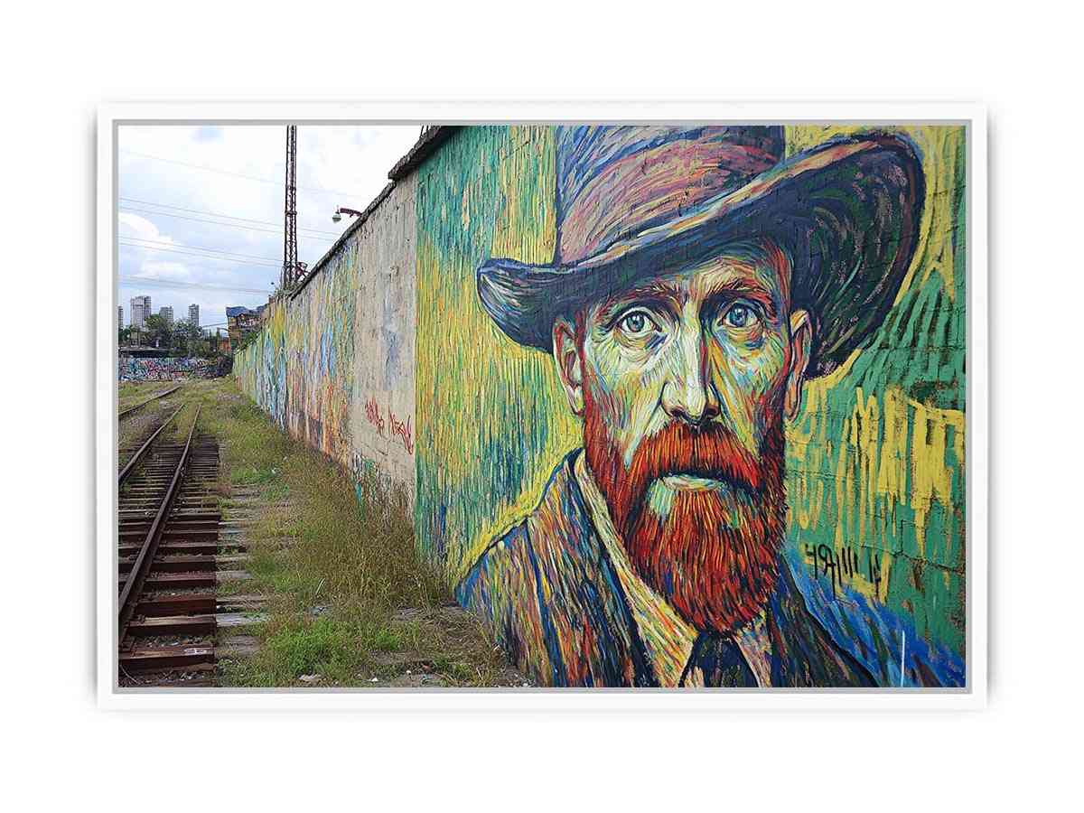 Colorful expressionist portrait mural artwork