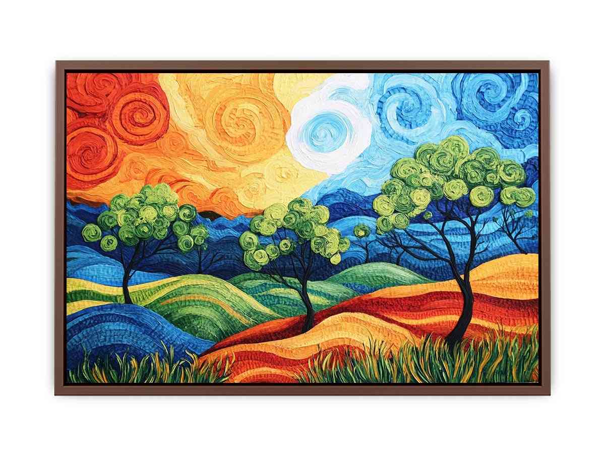 Colorful abstract landscape with trees