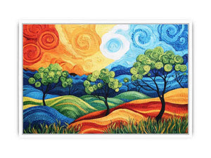 Colorful abstract landscape with trees