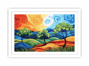 Colorful abstract landscape with trees