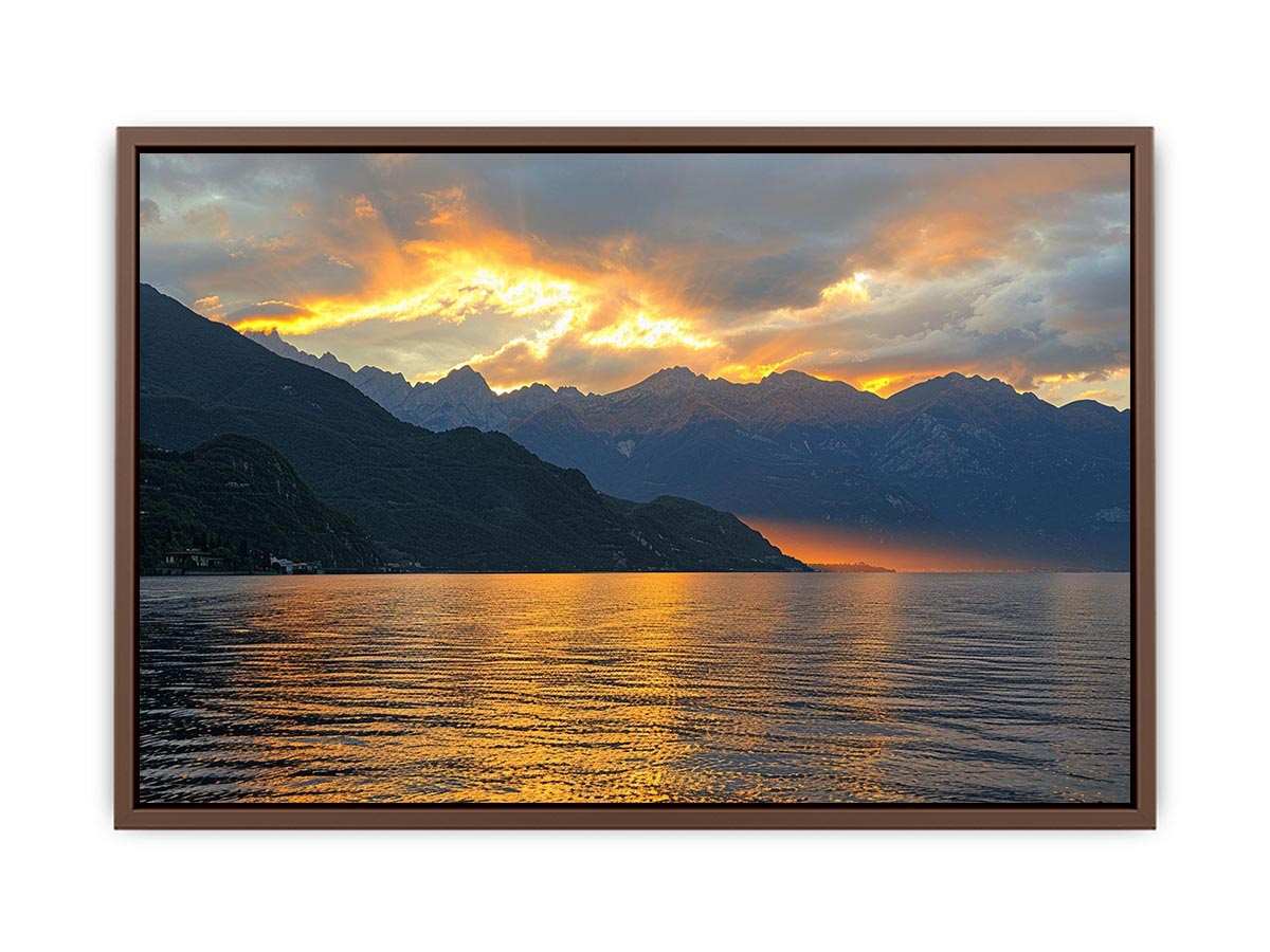 Sunset mountain lake