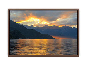 Sunset mountain lake