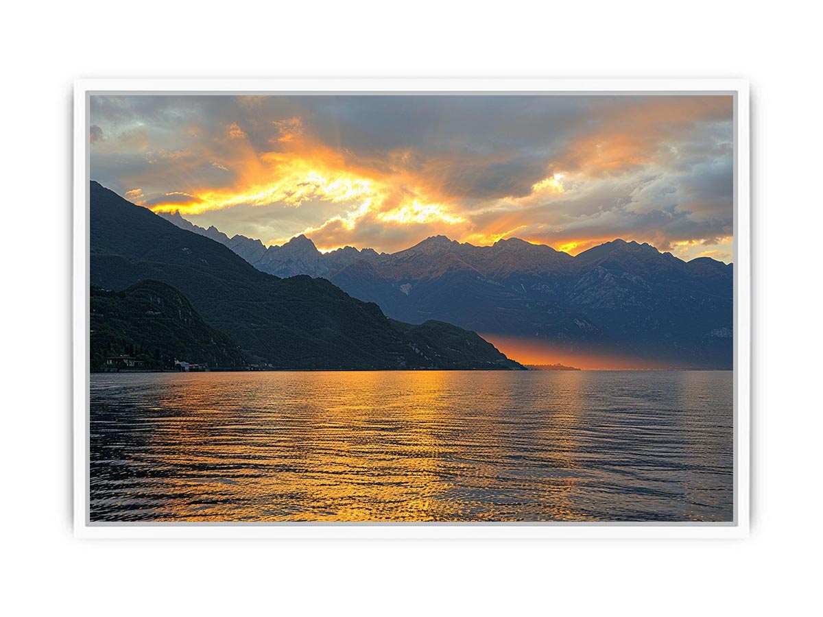 Sunset mountain lake