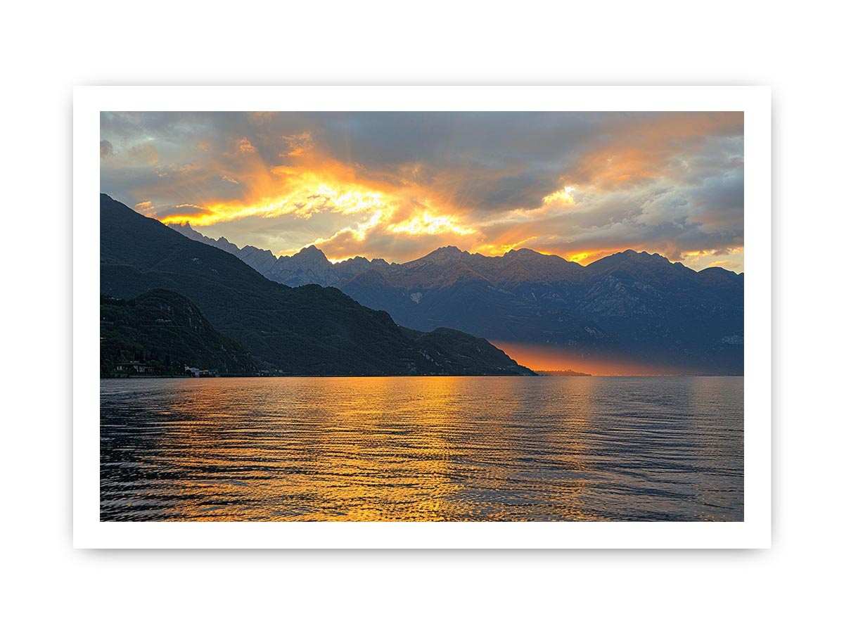 Sunset mountain lake