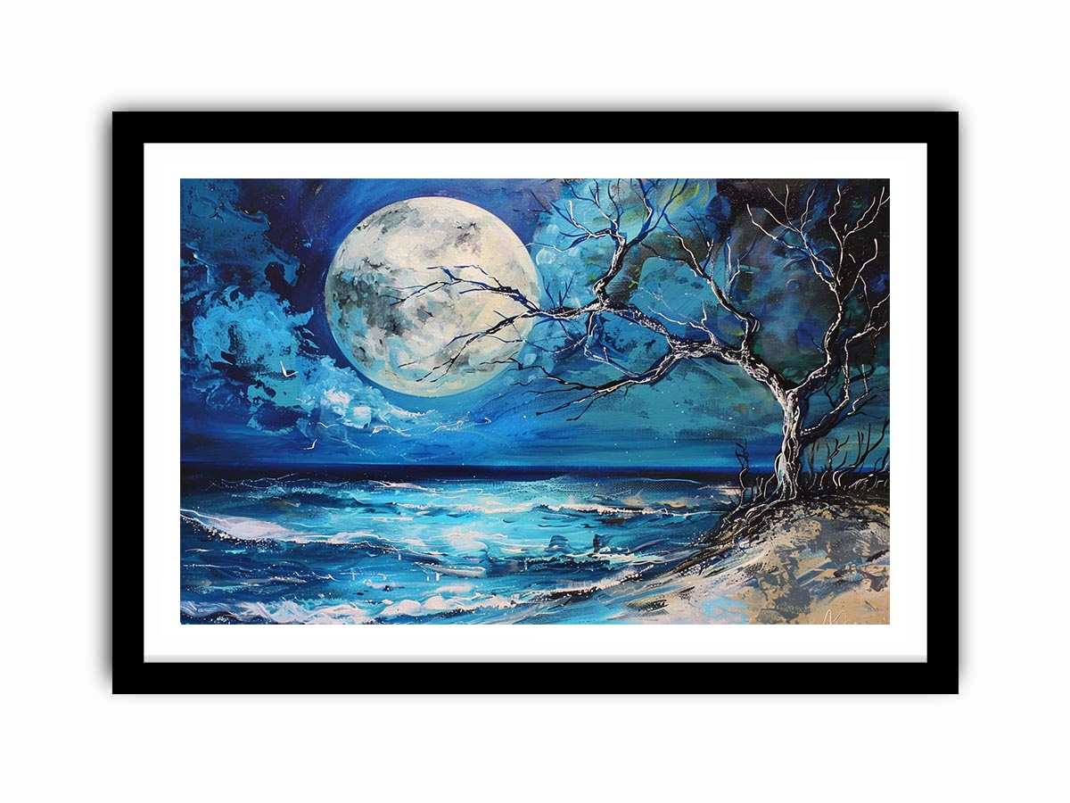 Moonlit ocean artwork
