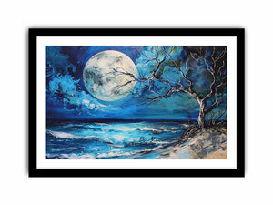 Moonlit ocean artwork