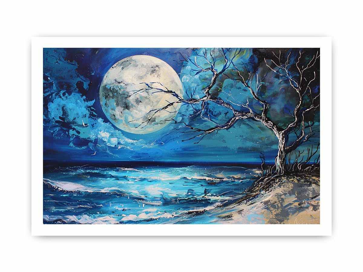 Moonlit ocean artwork