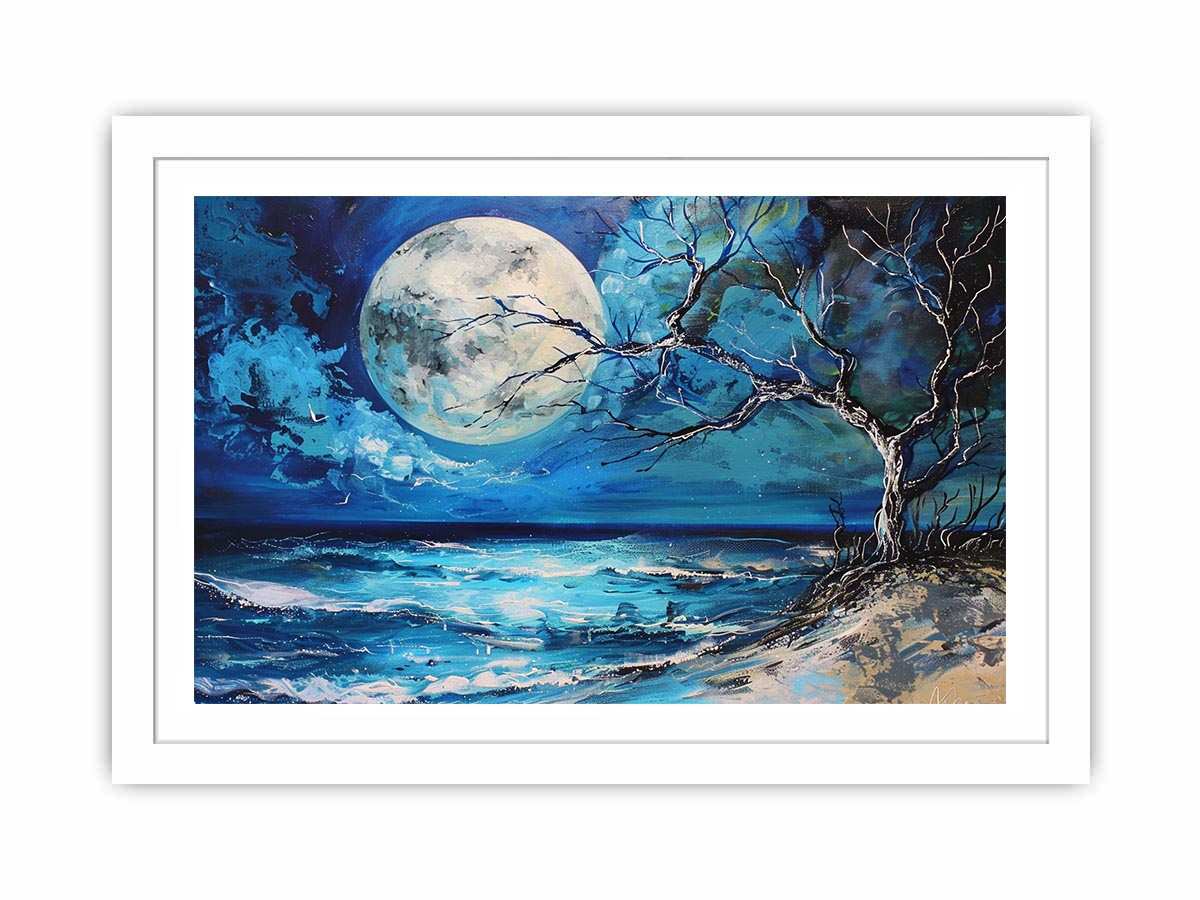 Moonlit ocean artwork