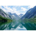 Mountain fjord landscape with reflective lake