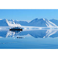 Arctic ship and snowy mountain