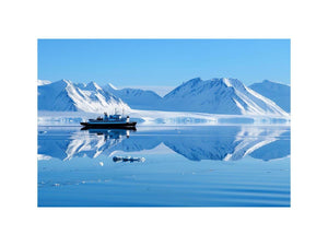 Arctic ship and snowy mountain