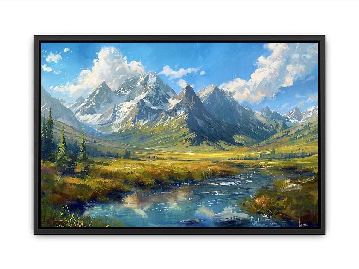 Colorful mountain valley painting