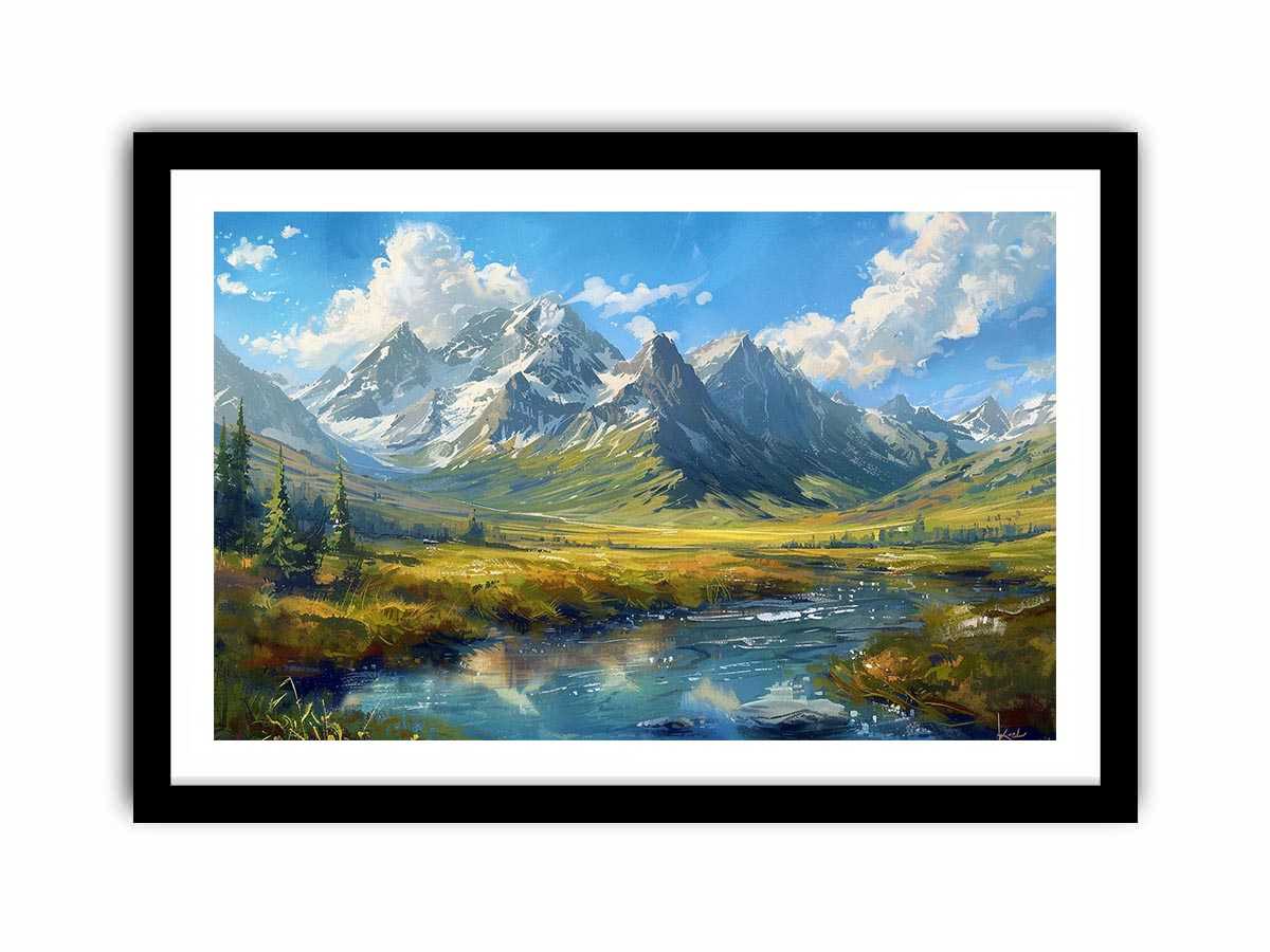 Colorful mountain valley painting