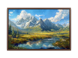 Colorful mountain valley painting