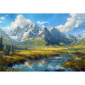 Colorful mountain valley painting