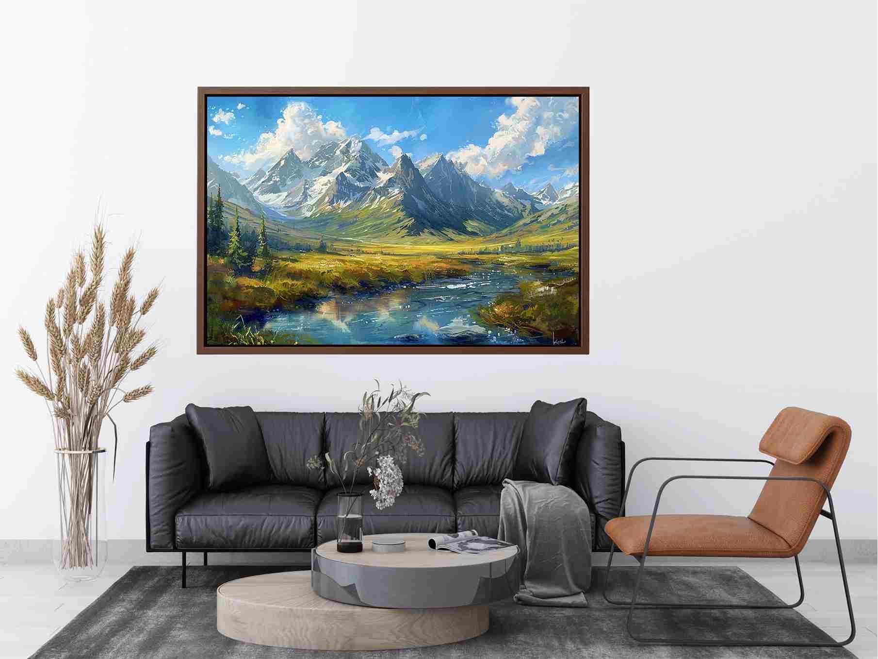 Colorful mountain valley painting