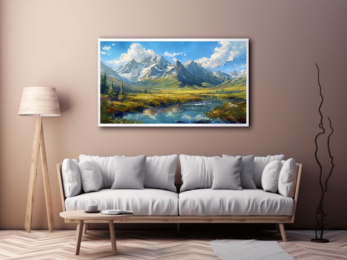 Colorful mountain valley painting
