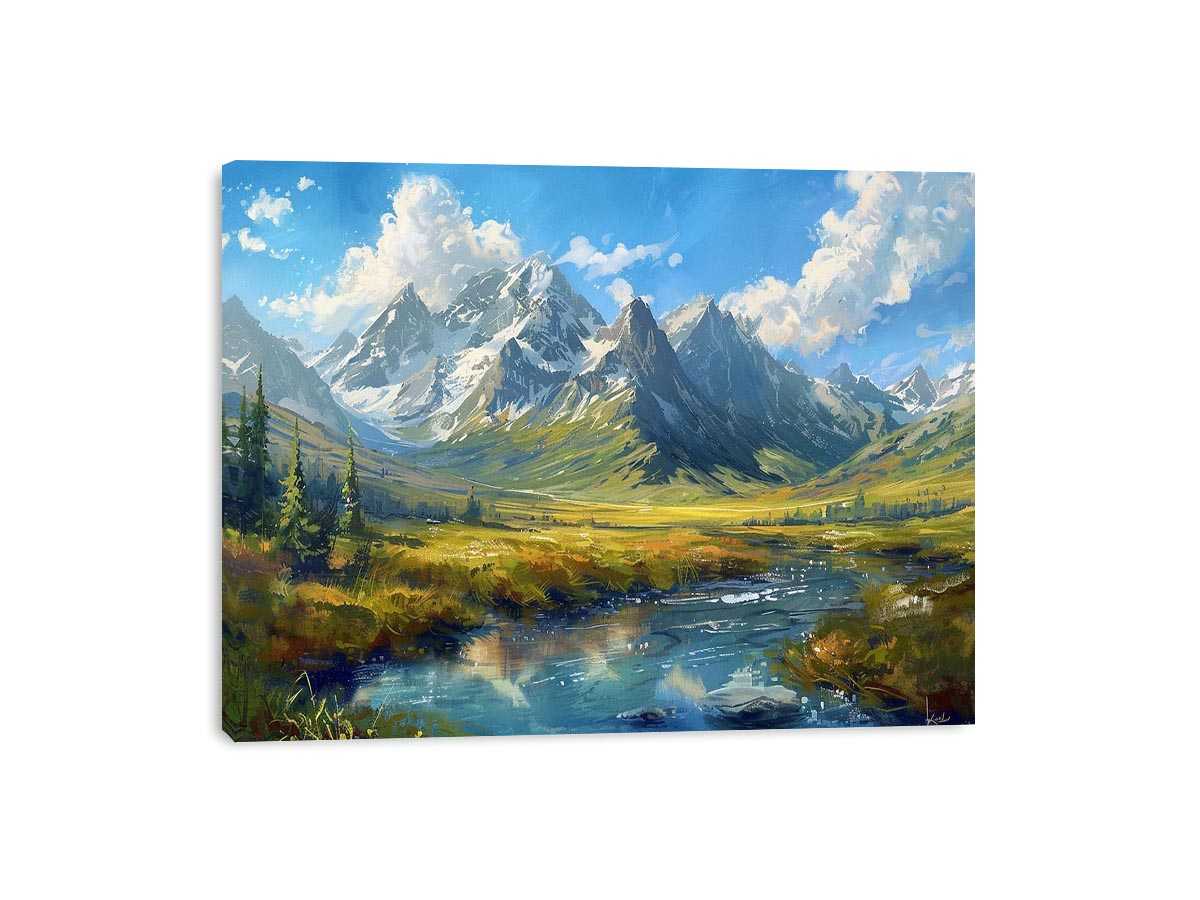 Colorful mountain valley painting