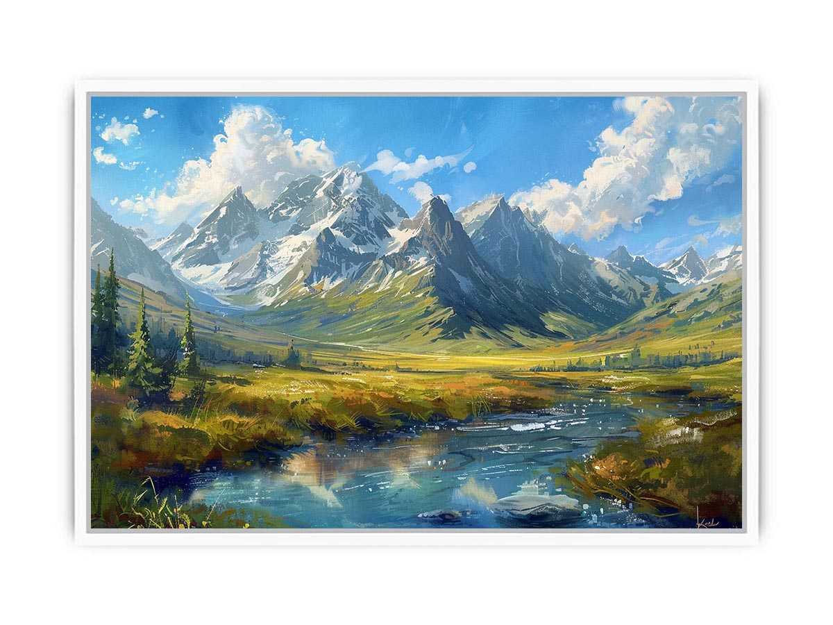 Colorful mountain valley painting
