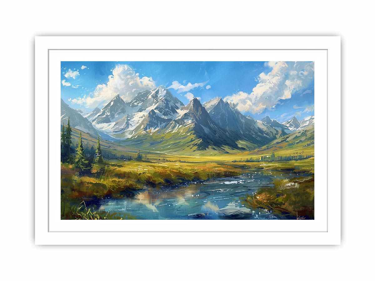 Colorful mountain valley painting