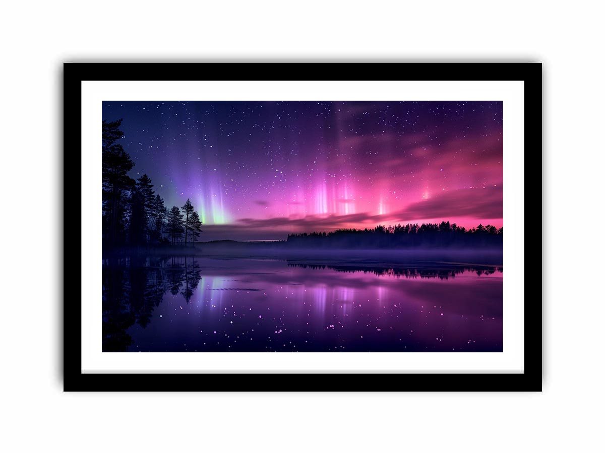 Aurora reflection above lake