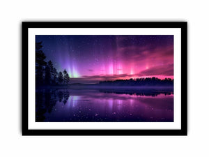 Aurora reflection above lake