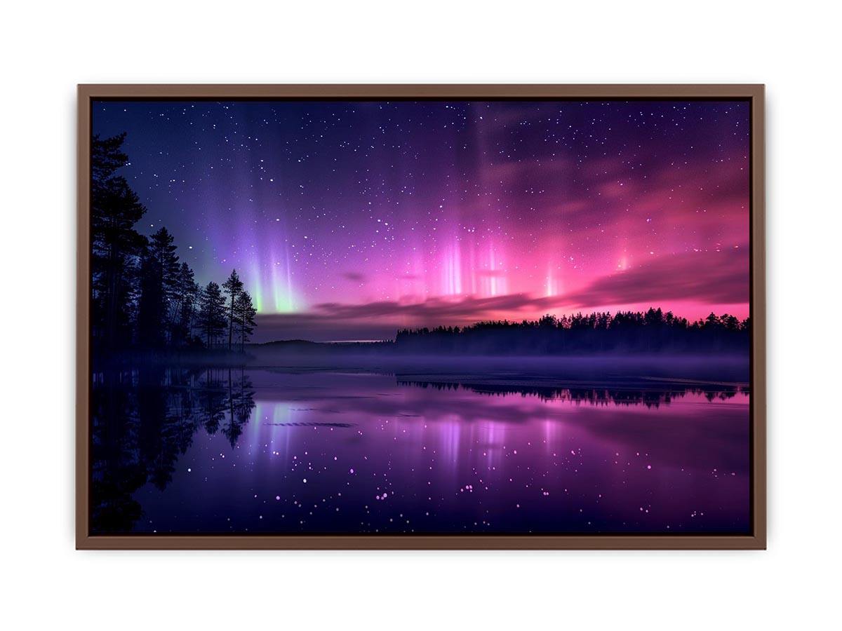Aurora reflection above lake