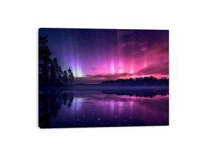 Aurora reflection above lake