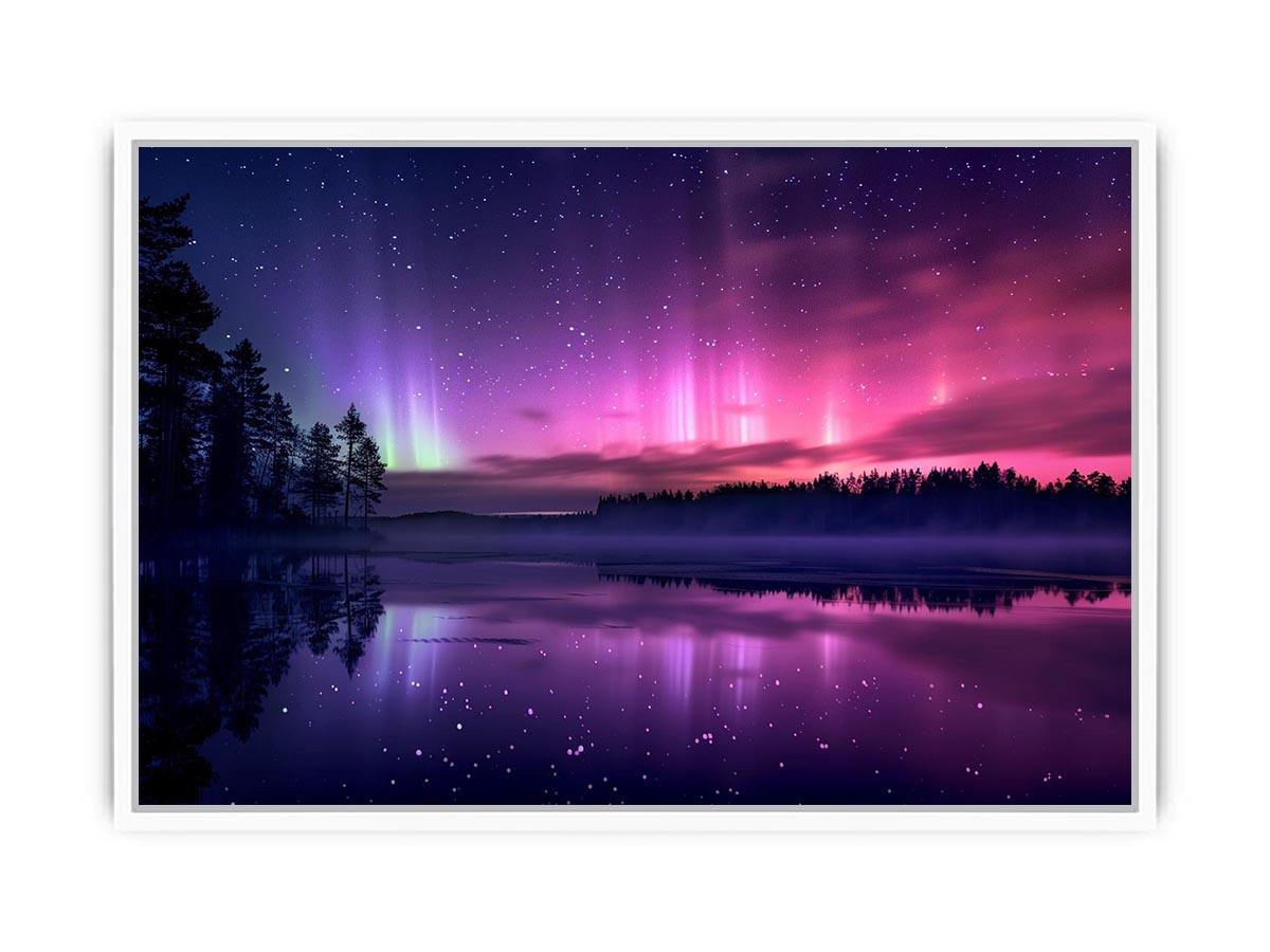 Aurora reflection above lake