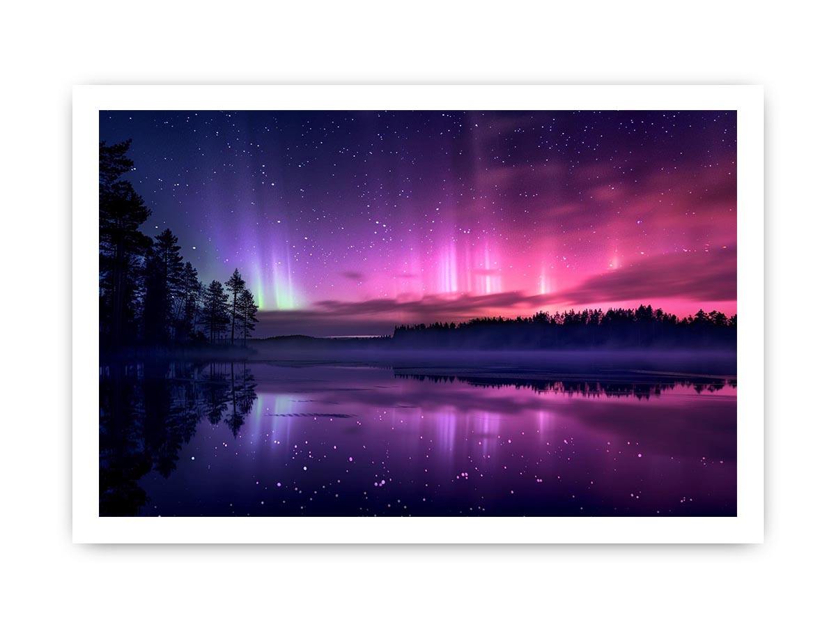 Aurora reflection above lake