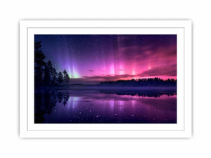 Aurora reflection above lake