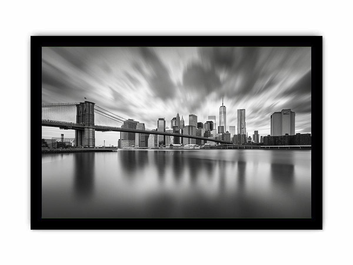 Black and white city skyline