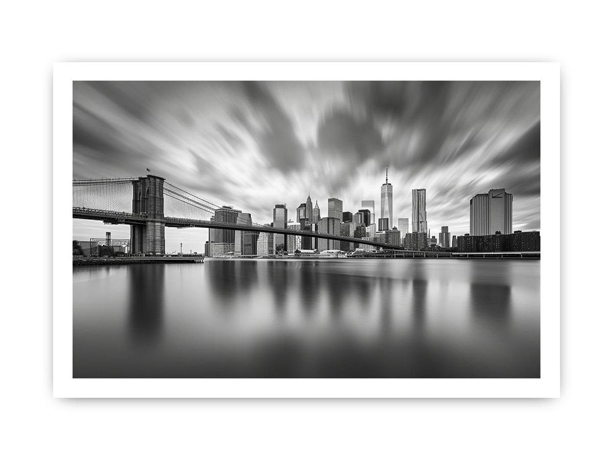Black and white city skyline