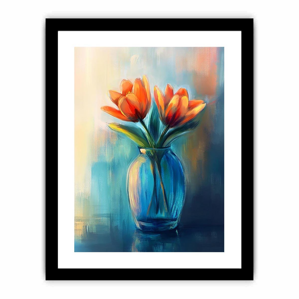 Modern tulip floral painting in vase