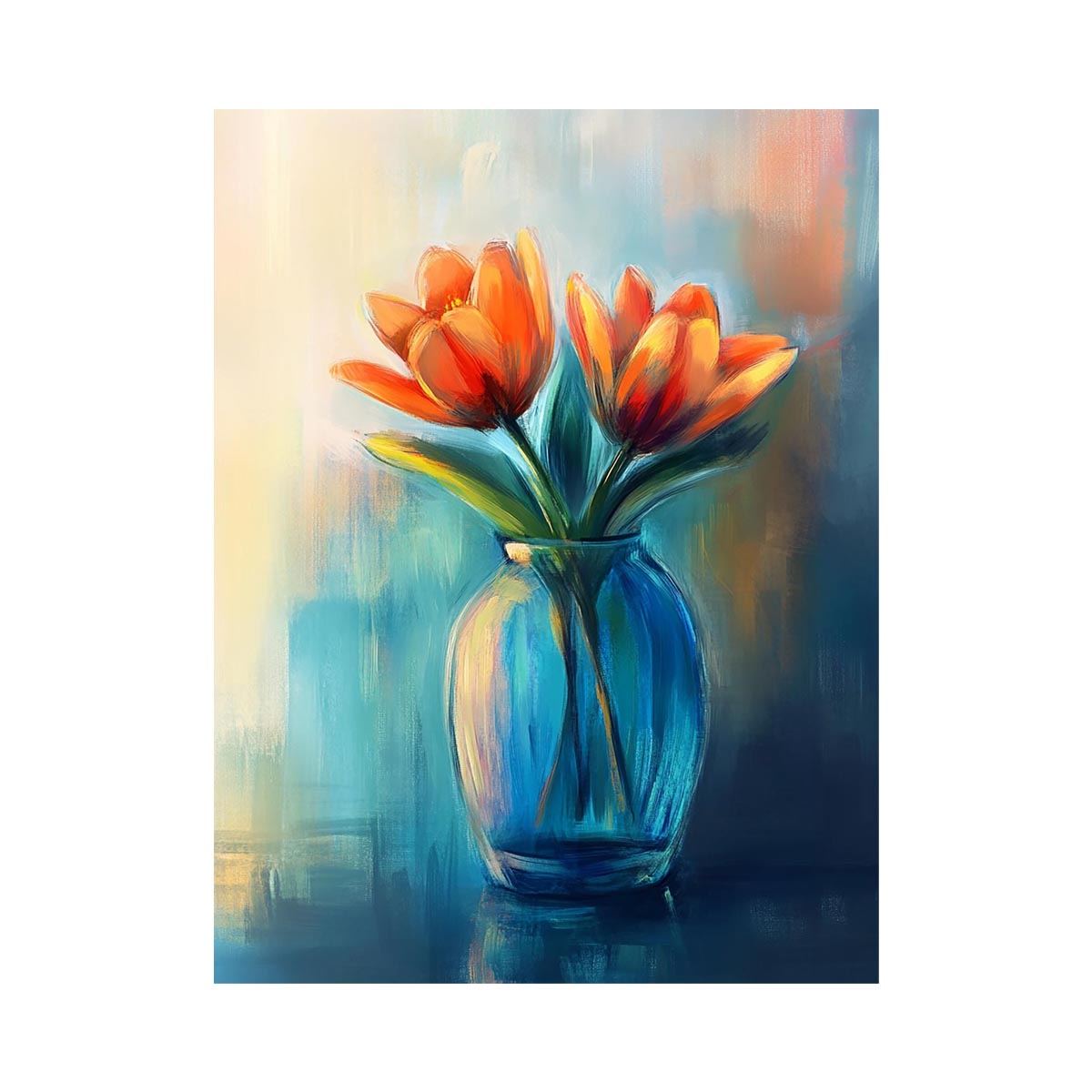 Modern tulip floral painting in vase