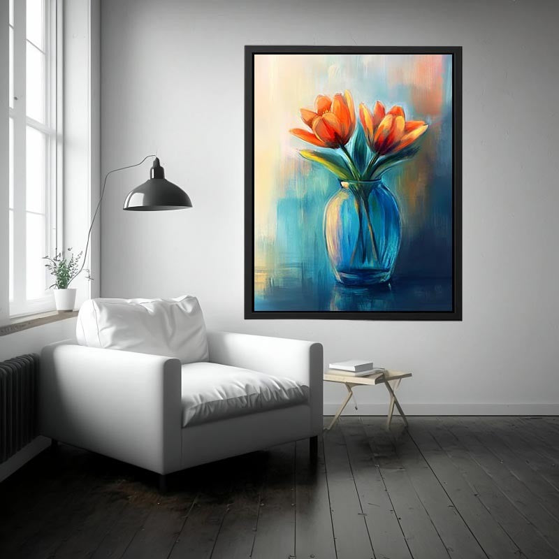 Modern tulip floral painting in vase