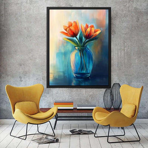 Modern tulip floral painting in vase
