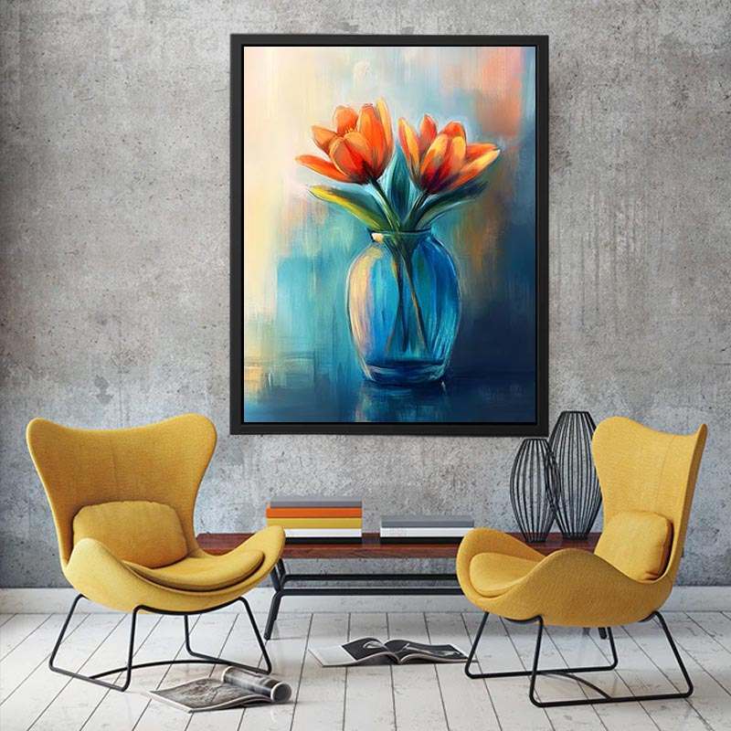 Modern tulip floral painting in vase