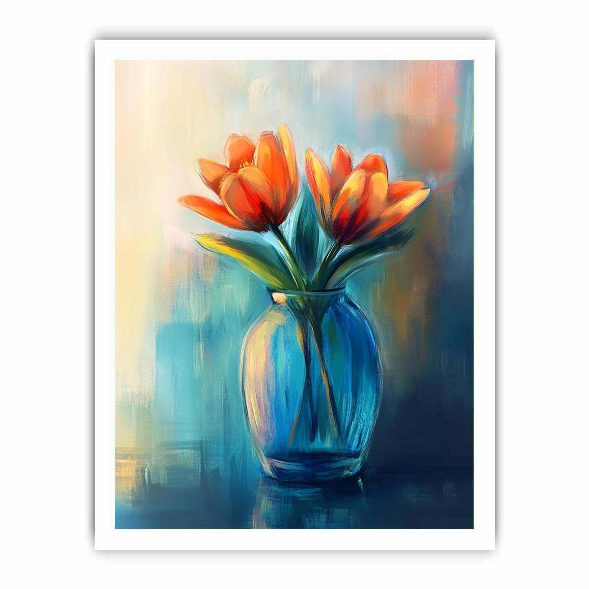 Modern tulip floral painting in vase