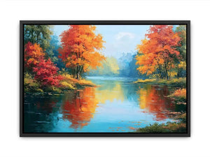 autumn lake reflection canvas art