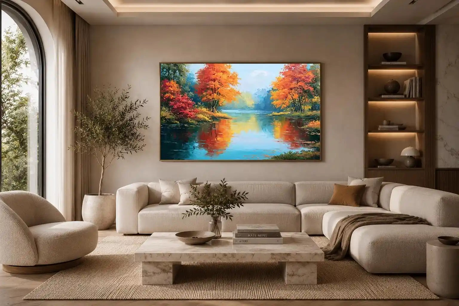 autumn lake reflection canvas art