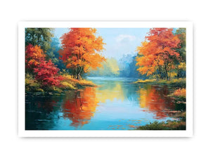 autumn lake reflection canvas art