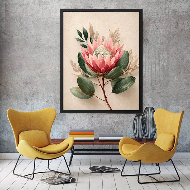 Minimalist Botanical Flower Soft Blush Petals – Floral Canvas Print Canvas