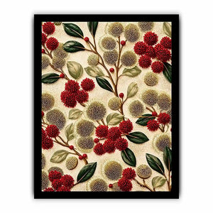 botanical floral pattern Canvas Print, red flower luxury canvas, vintage floral print design, elegant botanical decor artwork