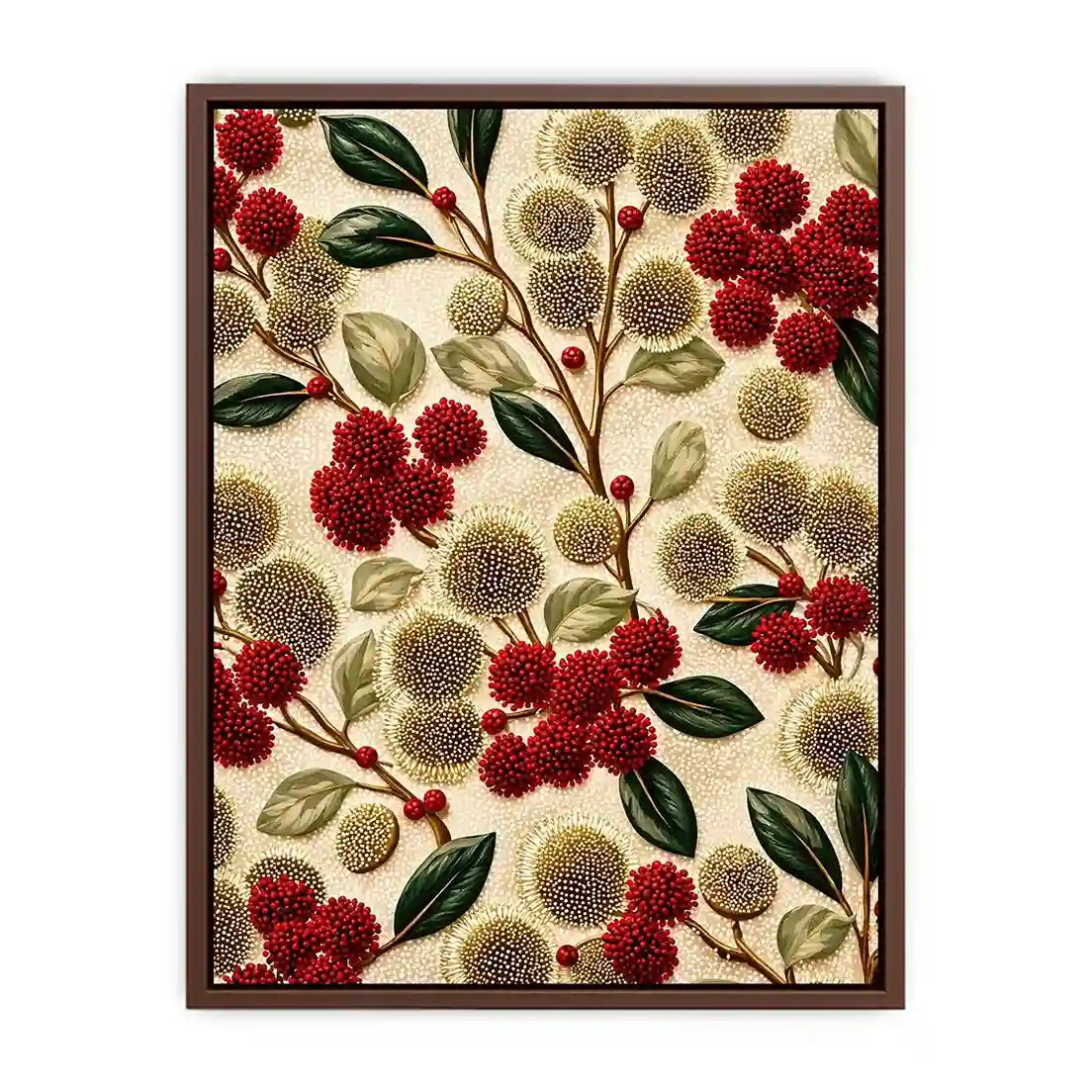 botanical floral pattern wall art, red flower luxury canvas, vintage floral print design, elegant botanical decor artwork